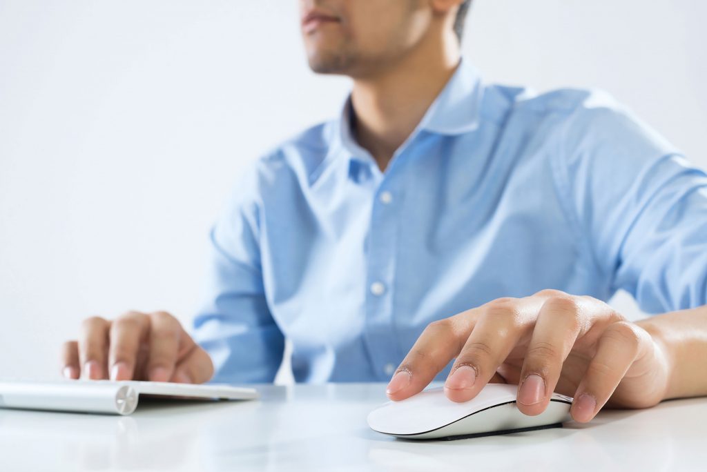 man at desk