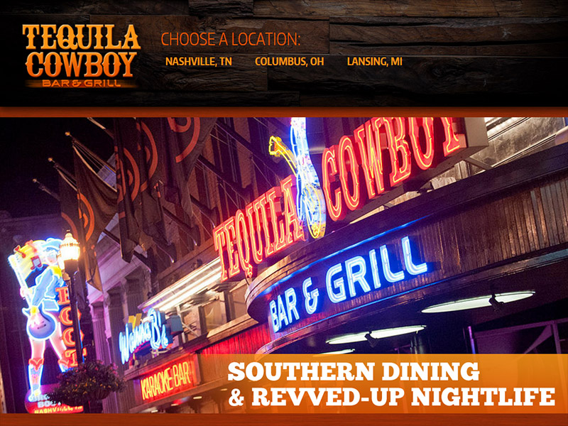 Tequila Cowboy Bar & Grill Robintek Columbus site Design, Graphic
