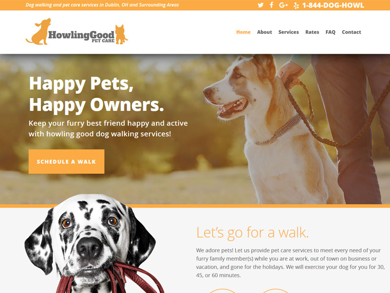Howling Good Pet Care Robintek Columbus site Design, Graphic