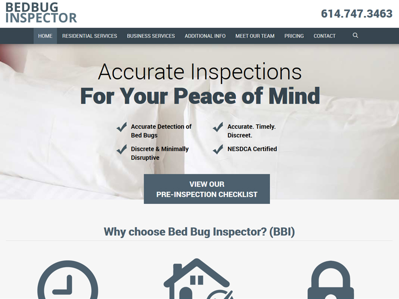 Bed Bug Inspector Robintek Columbus site Design, Graphic Design
