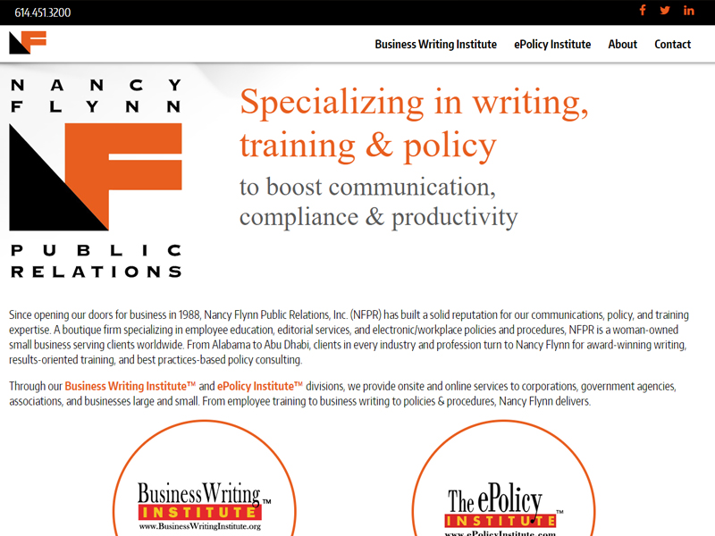 Nancy Flynn, Public Relations Business Website