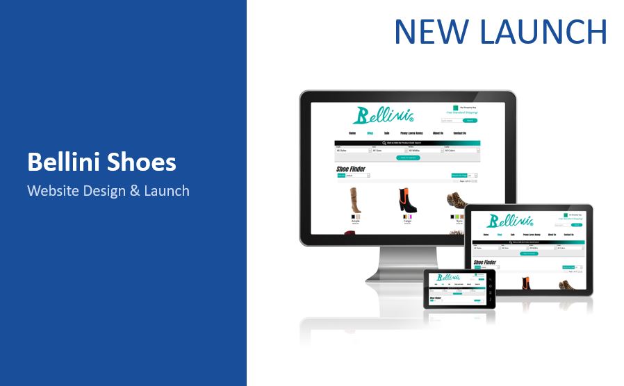 Bellini Shoes ecommerce responsive website design and launch for multiple mobile devices