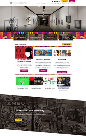 King Arts Complex Website Home Page