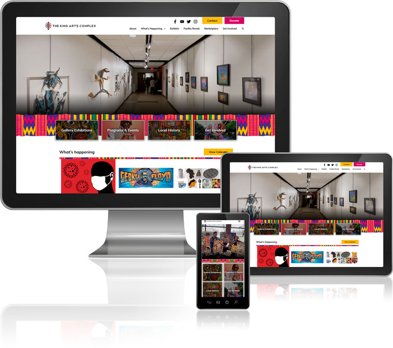 King Arts Complex website on screens