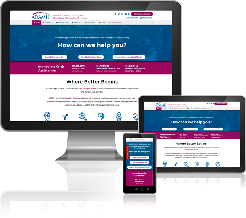 ADAMH Responsive Website on Device Screens