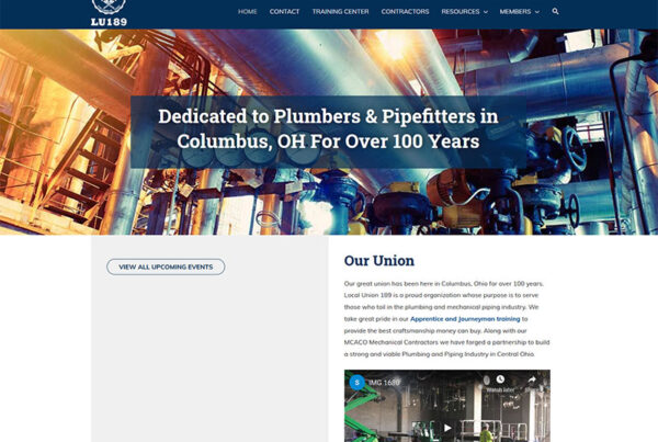 Columbus UA Local 189 plumbers and pipefitters website redesign and rebuild