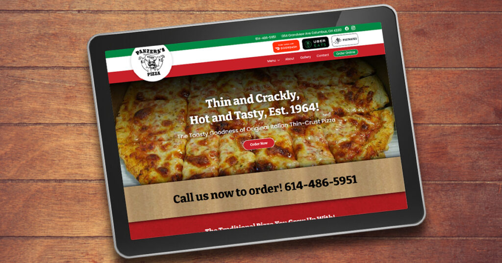 Panzera's Pizza Website Design by Robintek on a tablet