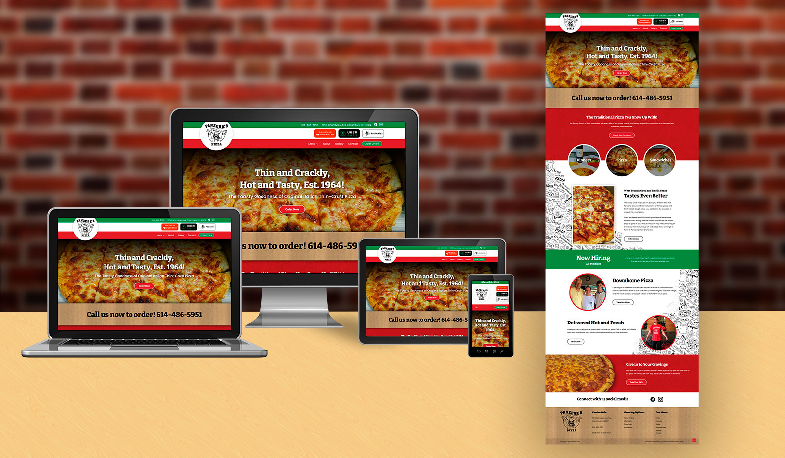Panzeras Pizza Website Design by robintek on different devices