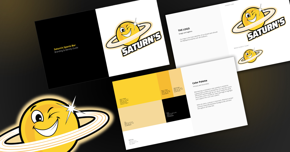 Branding guide designed by Robintek for Saturns Sports Bar