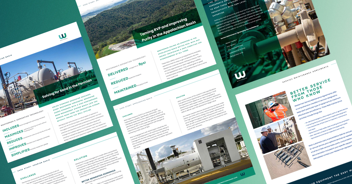 diagnally displayed print collateral marketing pieces on green gradient background