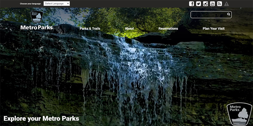 MetroParks Main Site Menu