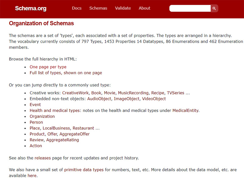 Schema.org Structured Data Types
